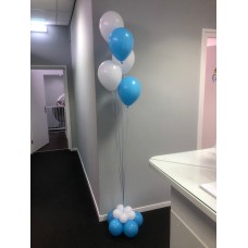 Helium Tros ballonnen wit/licht blauw incl. voet (5 stuks)