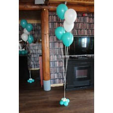 Helium Tros ballonnen turquoise/wit incl. voet (5 stuks)