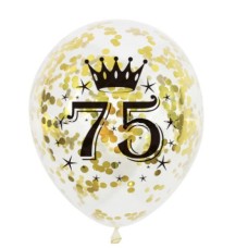 Latex ballon Leeftijd 75 jaar confetti goud (30 cm)