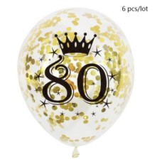 Latex ballon Leeftijd 80 jaar Confetti goud (30 cm)