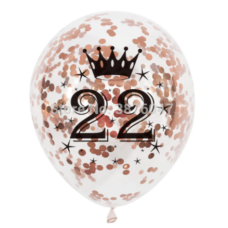 Latex ballon Leeftijd 22 jaar confetti rosé goud (30 cm)