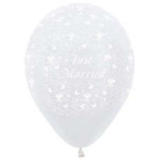Latex ballon Trouwen/huwelijk "Just Married" bloemen/vlinders (30 cm) Latex ballon Trouwen/huwelijk "Just Married" bloemen/vlinders (30 cm)