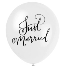 Latex ballon Trouwen/huwelijk "Just Married" Wit (30 cm)