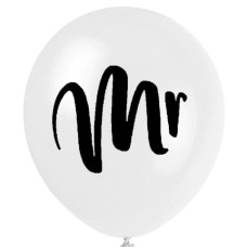 Latex ballon Trouwen/huwelijk "Mr." Wit (30 cm) Latex ballon Trouwen/huwelijk "Mr." Wit (30 cm)