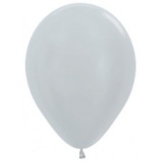 Latex ballon Sempertex 12 inch Pearl/Satin Silver (10 stuks)