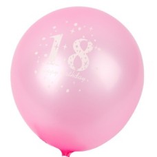 Latex ballon Leeftijd 18 jaar roze (30 cm)