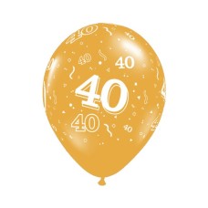 Latex ballon Leeftijd 40 jaar Goud/wit (30 cm)