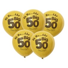 Latex ballon Leeftijd 50 jaar "Oh no, the big 5-0" goud (30 cm)