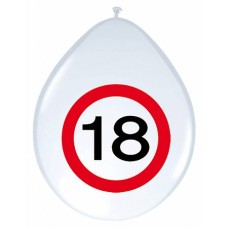 Latex ballon Leeftijd 18 jaar verkeersbord (30 cm)