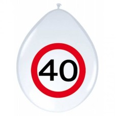 Latex ballon Leeftijd 40 jaar verkeersbord (30 cm)