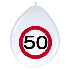 Latex ballon Leeftijd 50 jaar verkeersbord (30 cm)