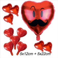 Party Set Liefde Hart - Snor gezicht
