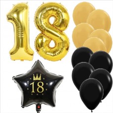 Party Set Viering Verjaardag 18 jaar Zwart confetti