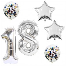 Party Set Viering Verjaardag 18 jaar Zilver confetti